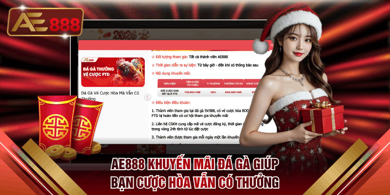 AE888 khuyến mãi đá gà giúp bạn cược hòa mà vẫn có thưởng